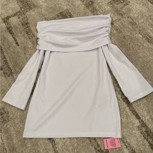 NWT- PLT off the shoulder mini dress